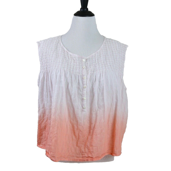 Free People Size XS Little Bit Of Something Ombre Blouse White Orange - Picture 1 of 10